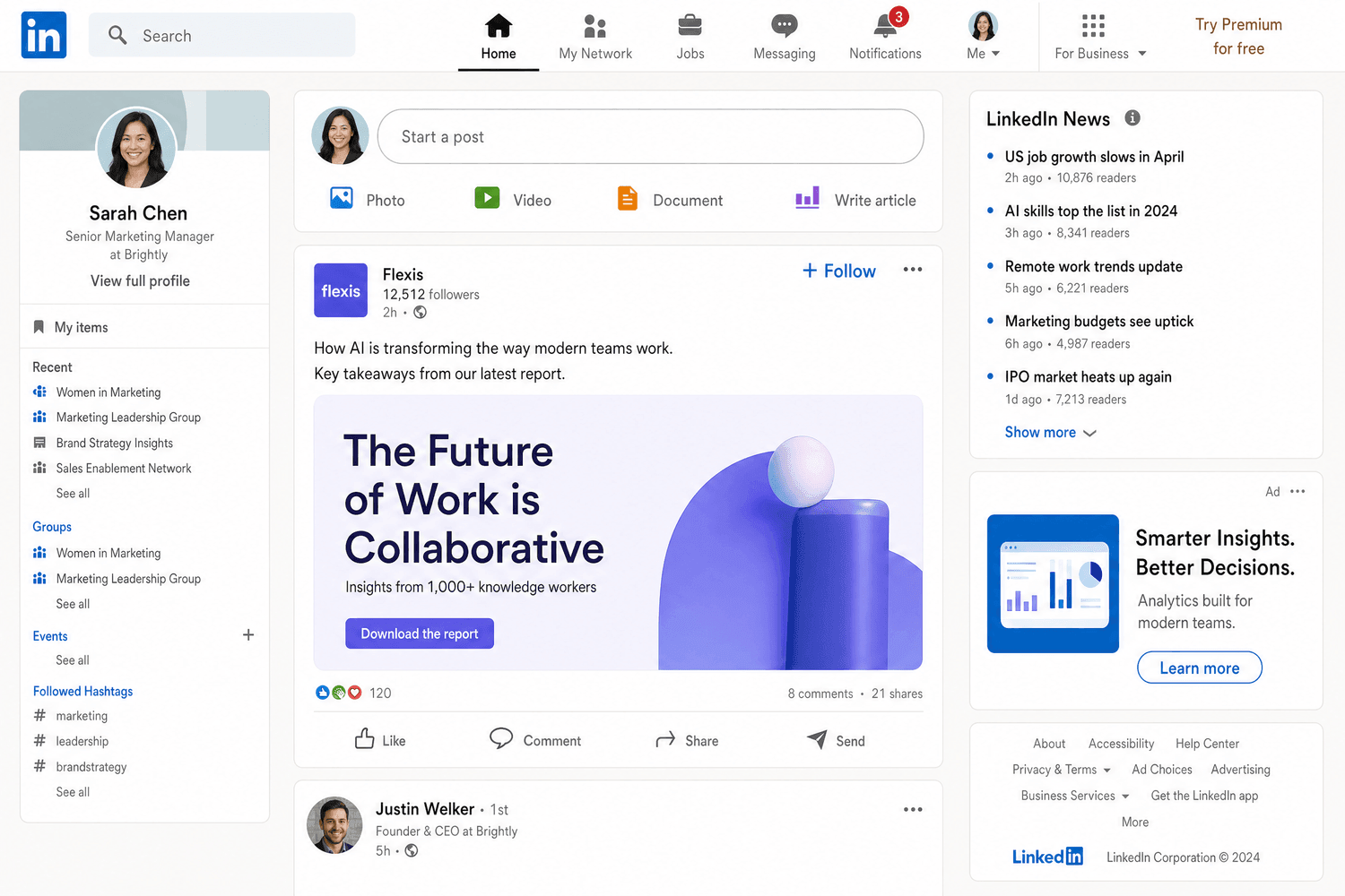 A small LinkedIn sidebar text ad with a thumbnail, a headline and one line of copy