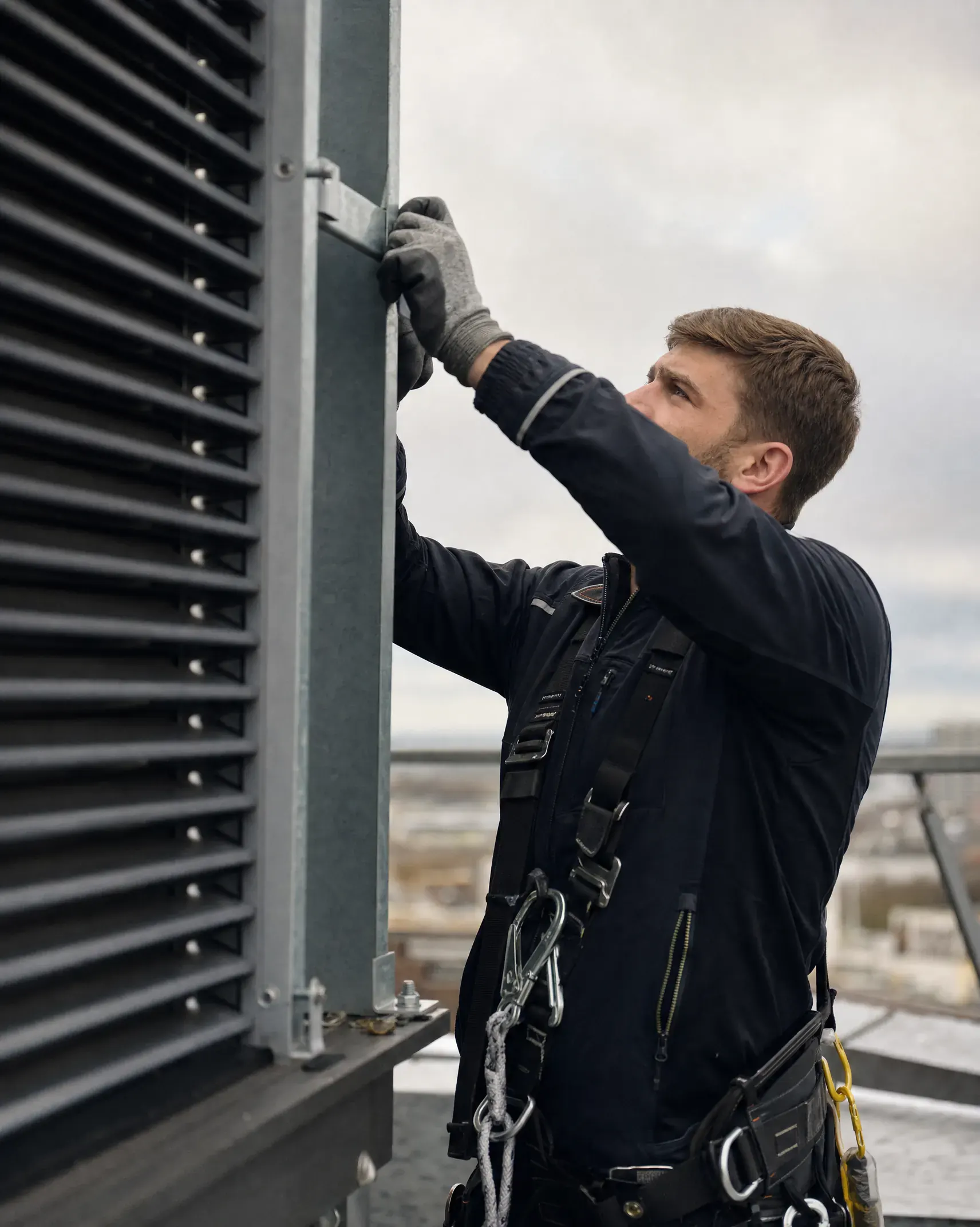 The product genuinely in use on a real job site, caught mid-action in natural light