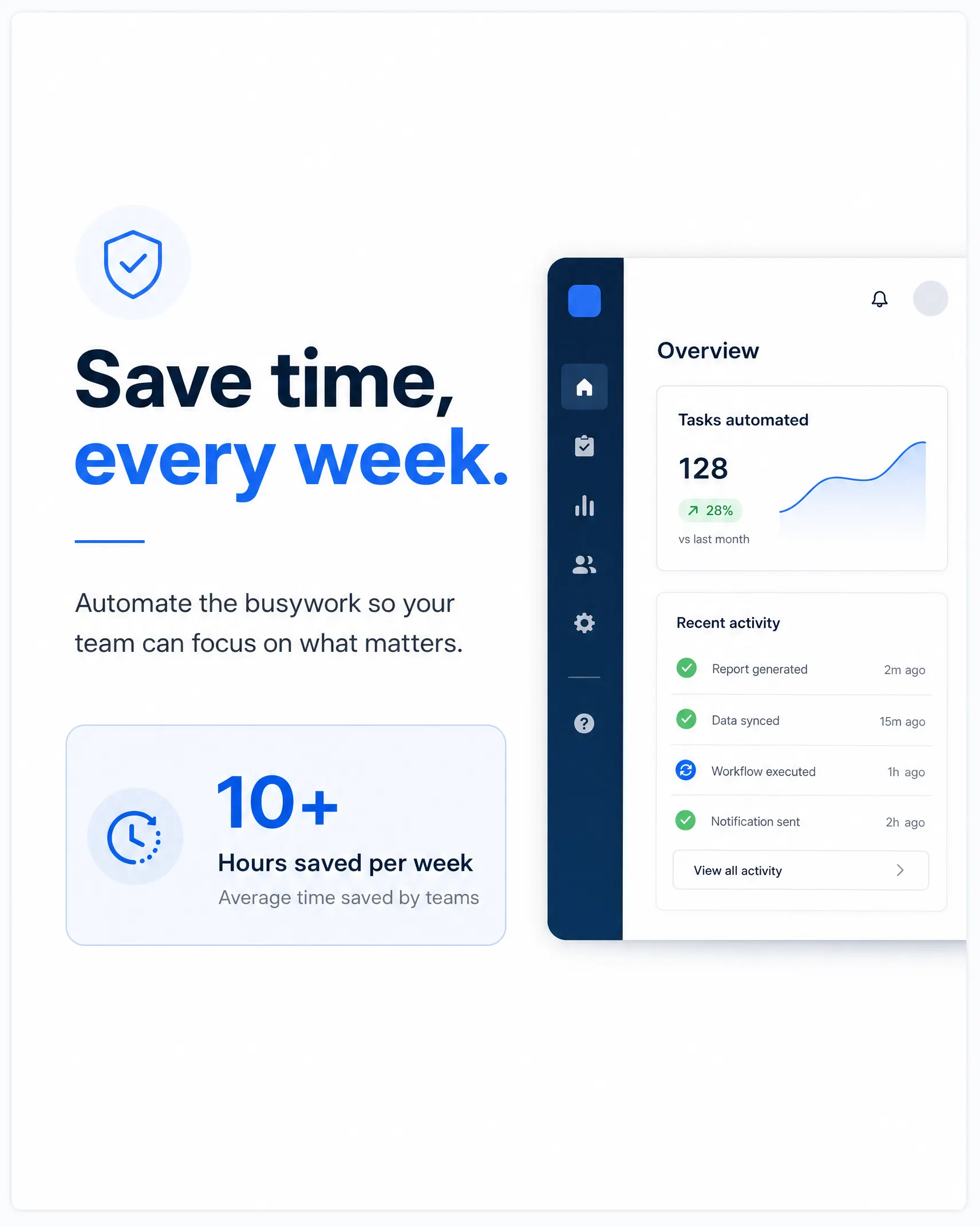 A clean slide leading with one clear buyer benefit and a single supporting proof point